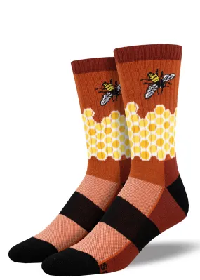 Men's Honey Bee Cushioned Wool Hiking Socks