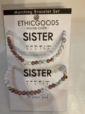 Morse Code Bracelet Matching Set- SISTERS