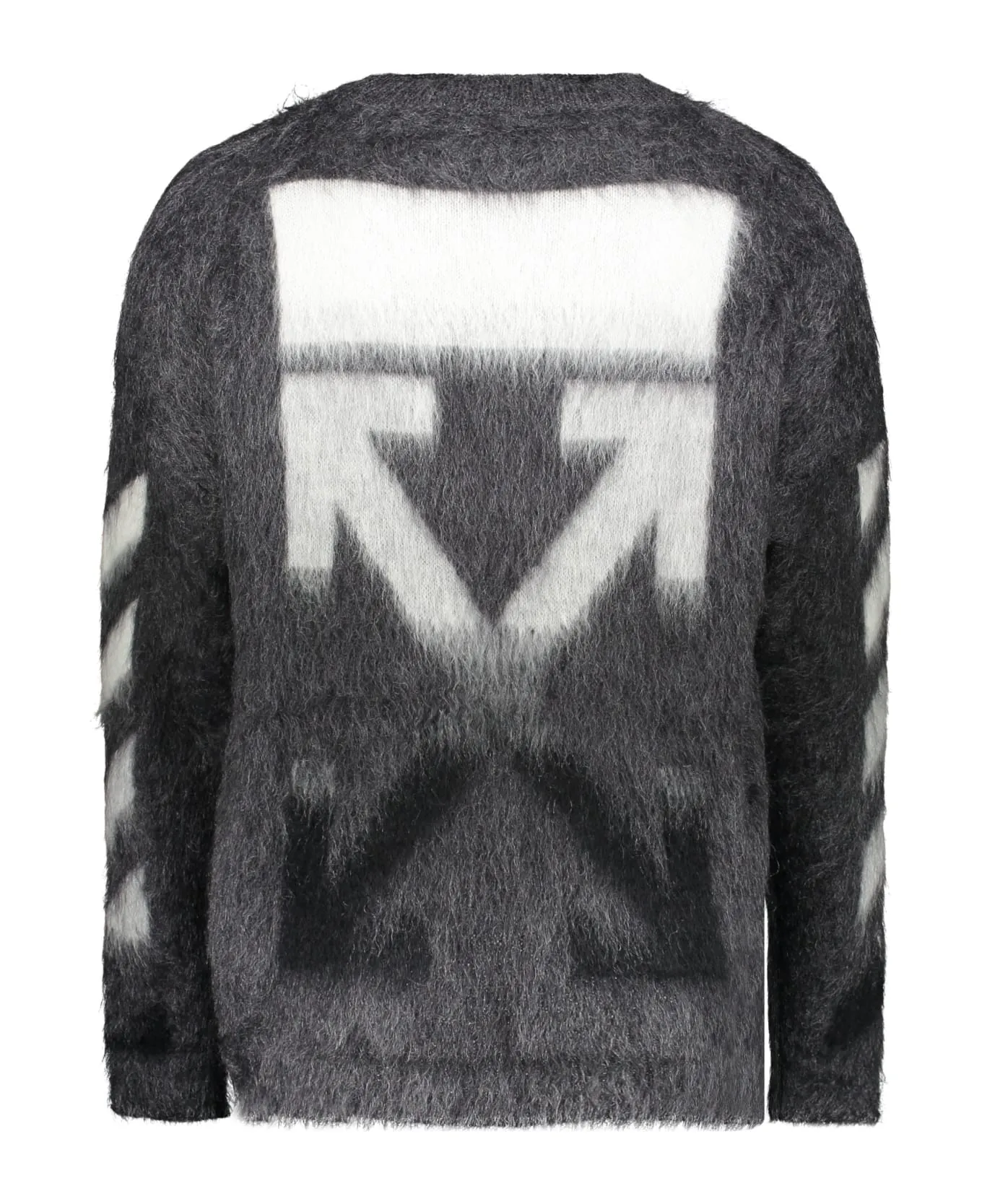 Off-White c/o Virgil Abloh Intarsia Mohair-blend Sweater in Grey