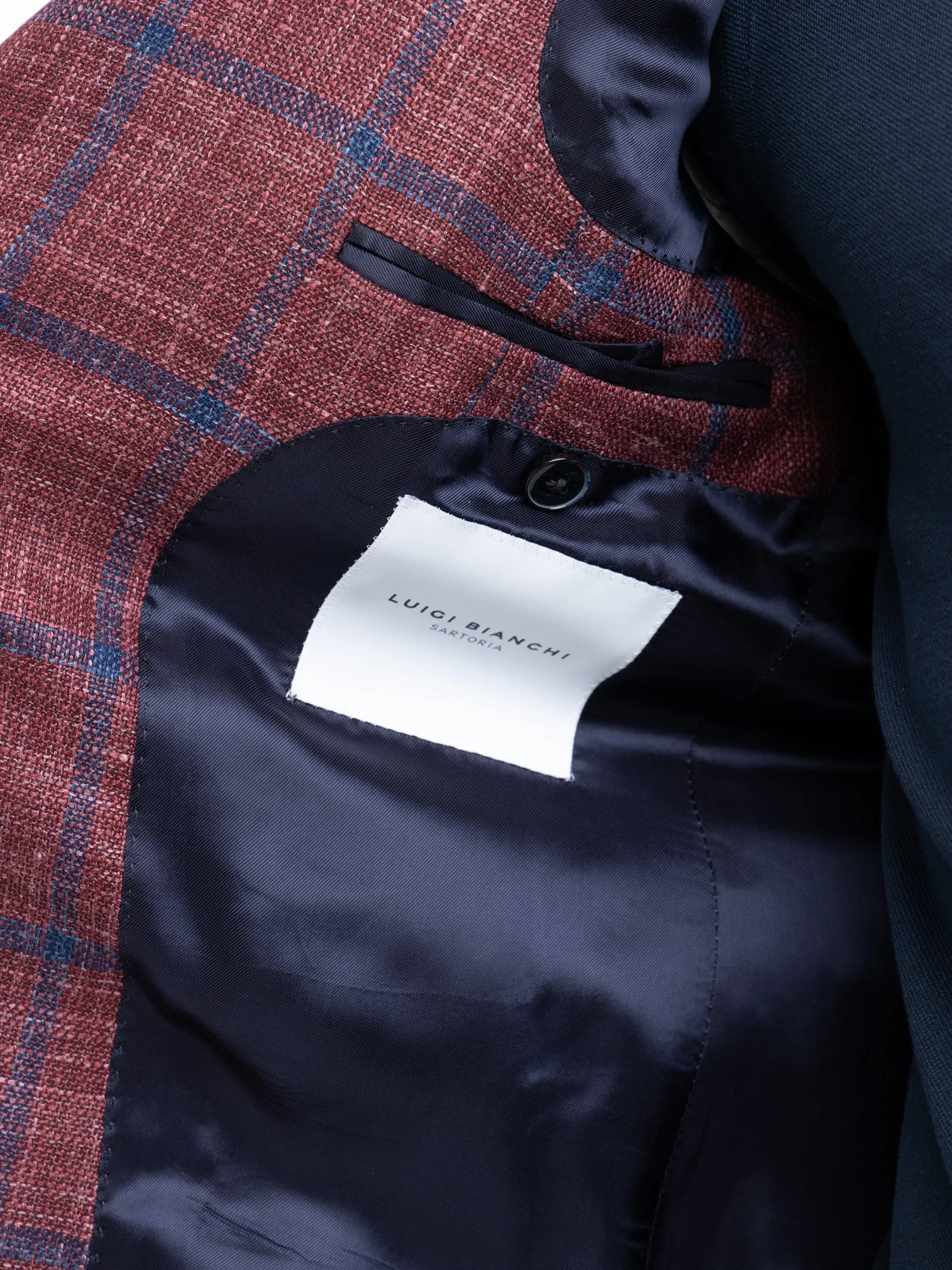 Red/Navy Check Wool-Silk Sport Jacket