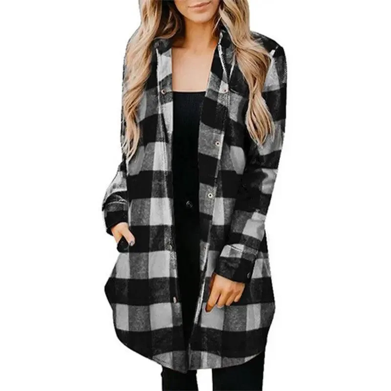 Vintage Loose Plaid Plus Size Winter Shirts