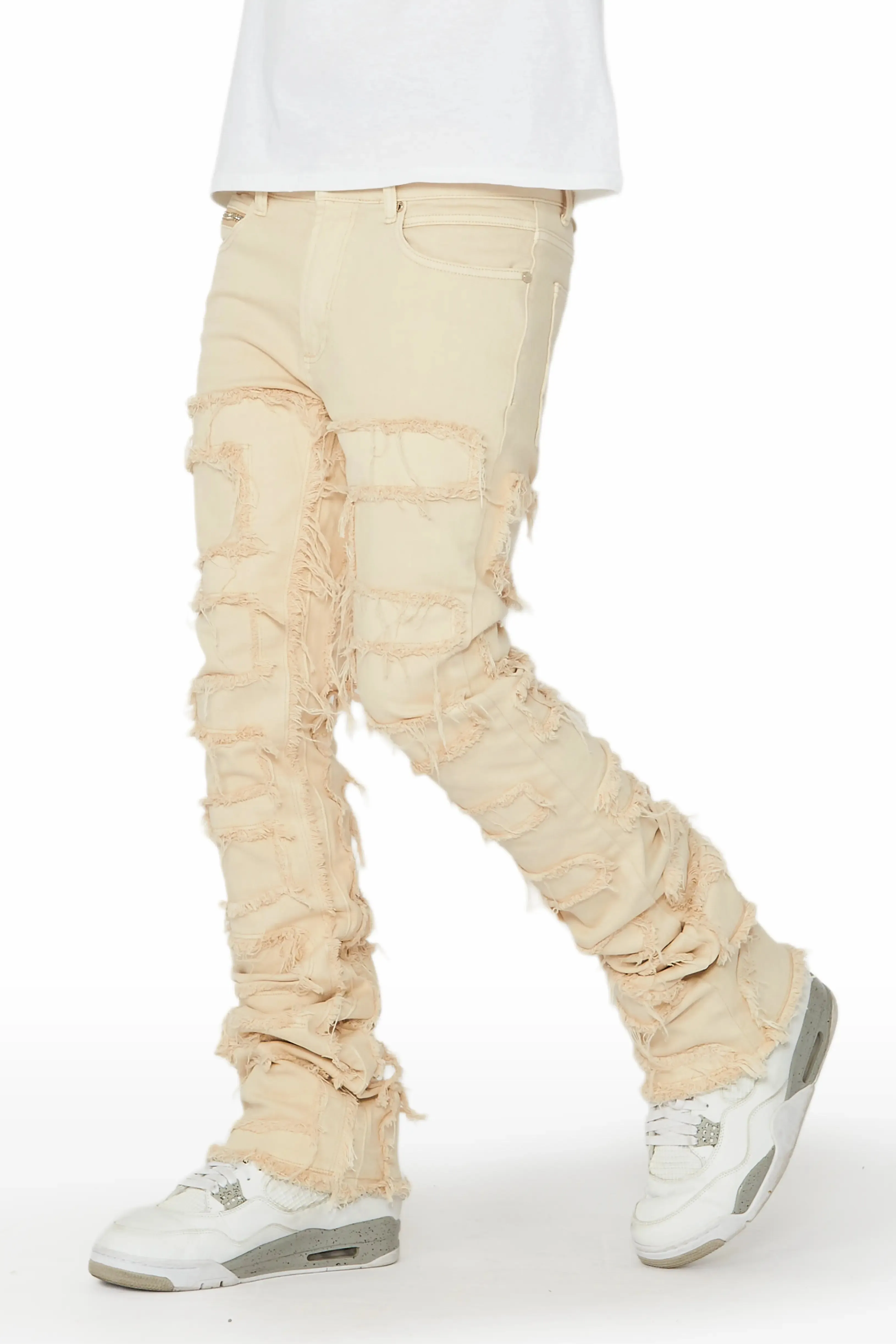 White Shake Stacked Flare Jean