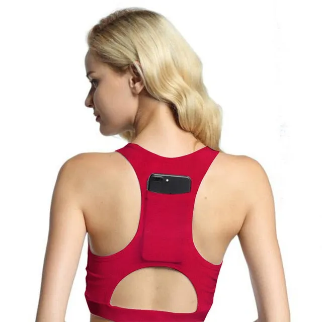 Women Sports Bra With Phone Pocket