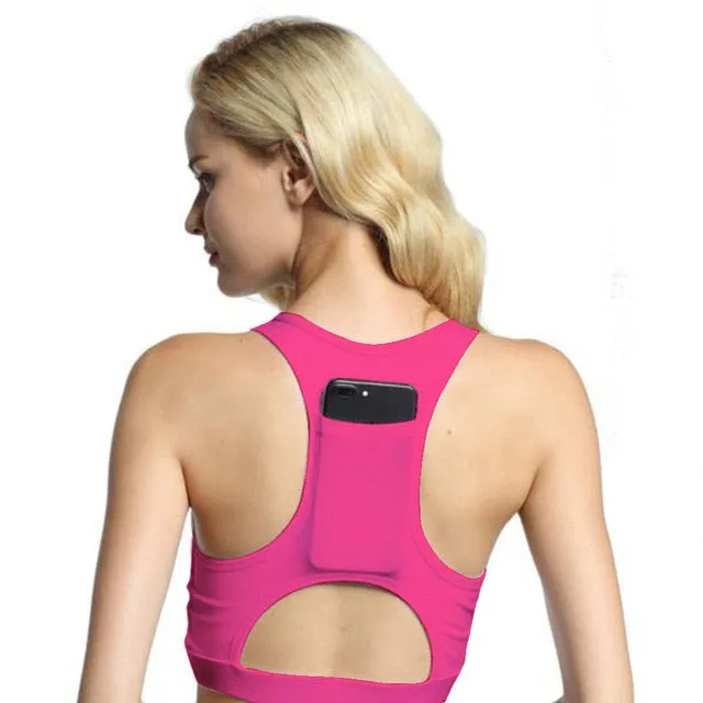 Women Sports Bra With Phone Pocket